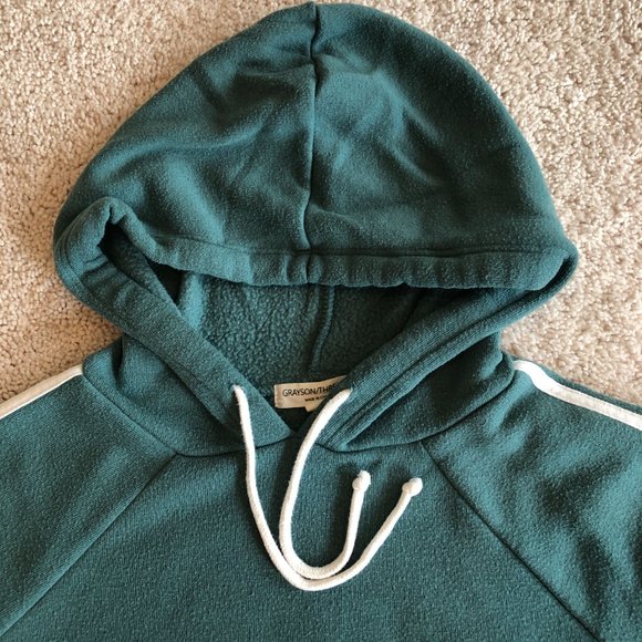 Grayson/Threads Soft Cropped Hoodie Green Long Sleeve Sweatshirt Top - Picture 3 of 12